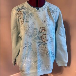 Vintage Northern Reflections Floral Patterned Blue Sweater